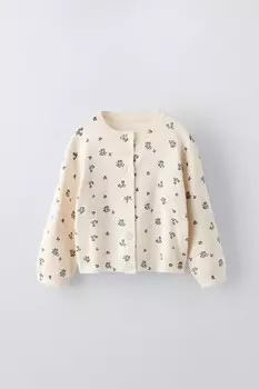 Кардиган с цветочным вязанием ZARA, синий