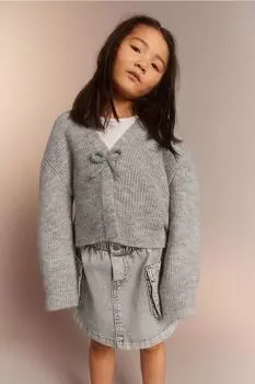 Кардиган с декоративным бантом H&M, серый