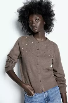 Кардиган с декором H&M, бежевый