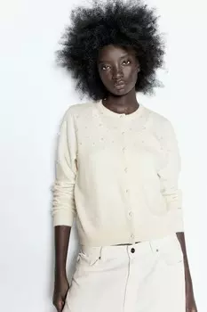 Кардиган с декором H&M, бежевый