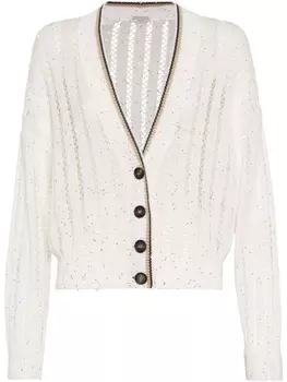 Кардиган с декором Monili Brunello Cucinelli, белый
