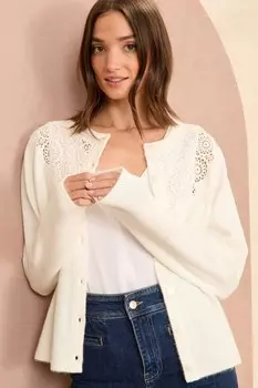 Кардиган с детальным стежком Love & Roses, белый