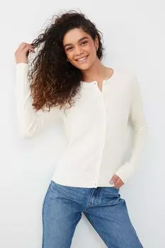 Кардиган с длинными рукавами и круглым вырезом Gap, белый