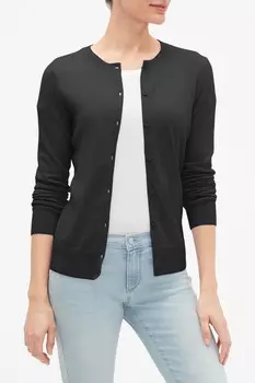 Кардиган с длинными рукавами и круглым вырезом Gap, черный