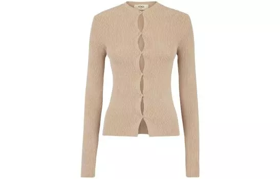 Кардиган с длинными рукавами на пуговицах FENDI, хаки