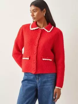 Кардиган с гребешковым воротником от nina Monsoon, красный