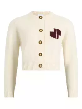 Кардиган с интарсией на пуговицах PATOU, белый