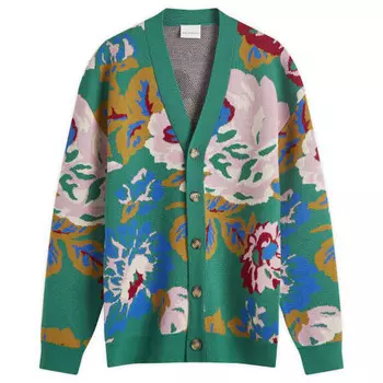 Кардиган с интарсией в виде пиона Drle De Monsieur, зеленый