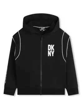Кардиган с капюшоном и логотипом Dkny Kids, черный