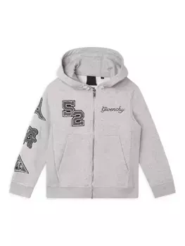 Кардиган с капюшоном и нашивкой-логотипом Little Boy's Mini Me Givenchy, серый