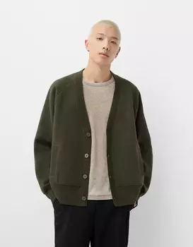 Кардиган с карманами Bershka, хаки