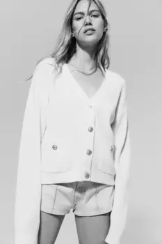 Кардиган с карманами H&M, бежевый