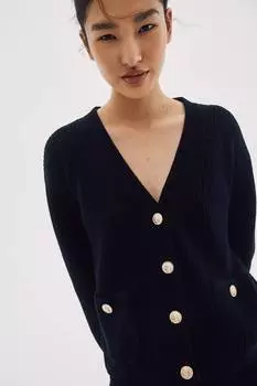 Кардиган с карманами H&M, черный