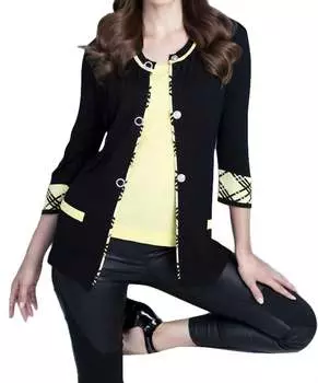 Кардиган с клетчатым акцентом в черном/желтом цвете ANGEL