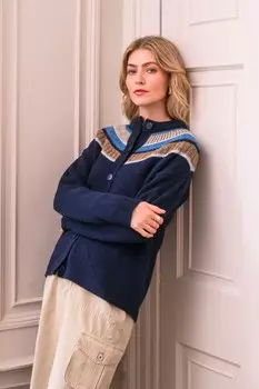 Кардиган с кокеткой в стиле шетландских островов Celtic & Co., синий