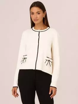 Кардиган с контрастной окантовкой Adrianna Papell, цвет Ivory/Black