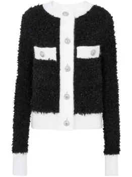 Кардиган с контрастной отделкой BALMAIN, черный