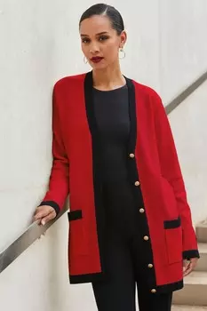 Кардиган с контрастной отделкой Sosandar, черный