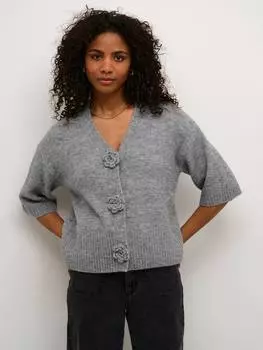 Кардиган с коротким рукавом на пуговицах rosie flower KAFFE, цвет Grey Melange