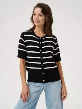 Кардиган с коротким рукавом в полоску от lizza KAFFE, цвет Black/Chalk
