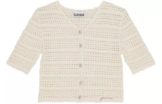 Кардиган с короткими рукавами GANNI, White Heron