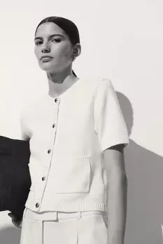 Кардиган с короткими рукавами H&M, бежевый