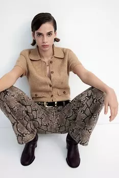 Кардиган с короткими рукавами H&M, бежевый