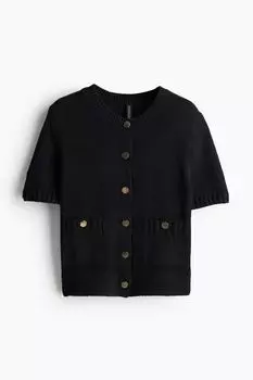 Кардиган с короткими рукавами H&M, черный