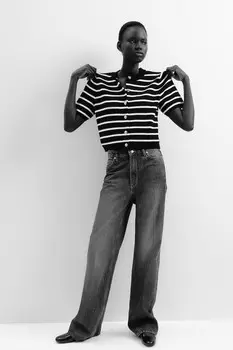 Кардиган с короткими рукавами H&M, черный