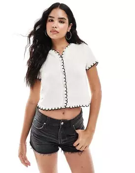 Кардиган с короткими рукавами Miss Selfridge оберточной строчки