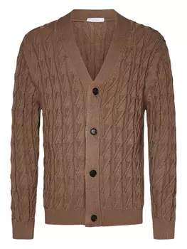Кардиган с косами Cruciani, коричневый