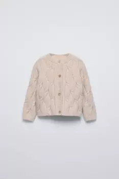 Кардиган с косами ZARA, экрю