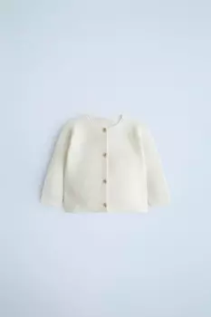 Кардиган с косами ZARA, белый