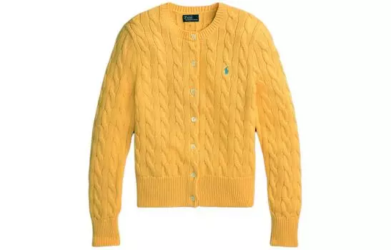 Кардиган с косой вязкой Polo Ralph Lauren, желтый