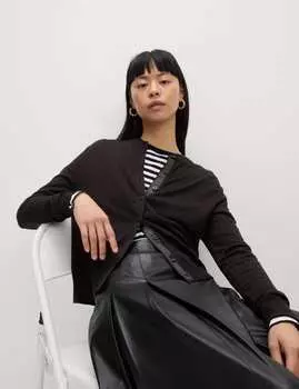 Кардиган с круглым вырезом и пуговицами спереди Marks & Spencer, черный