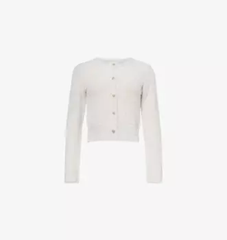 Кардиган с круглым вырезом и ресничками Vince, серый