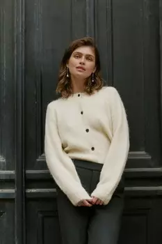 Кардиган с круглым вырезом и застежкой на пуговицы Vero Moda, бежевый