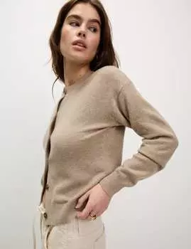 Кардиган с круглым вырезом из резинки Air-Yarn Marks & Spencer, цвет Cappuccino