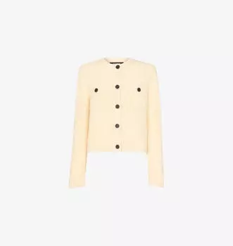 Кардиган с круглым вырезом из шерстяной ткани с текстурой Whistles, бежевый