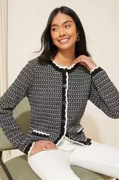 Кардиган с круглым вырезом из ткани букле Friends Like These, черный