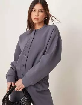 Кардиган с круглым вырезом кофта угольного цвета ASOS DESIGN