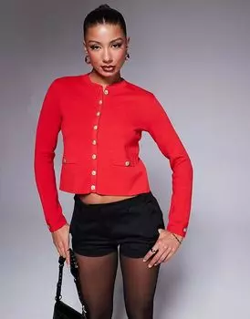 Кардиган с круглым вырезом красного цвета River Island