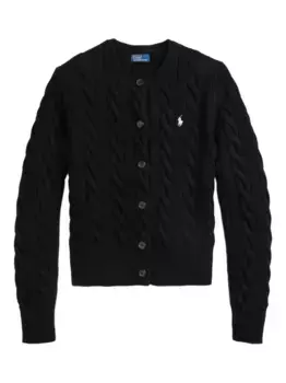 Кардиган с круглым вырезом, связанный косами POLO RALPH LAUREN, черный