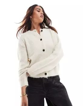 Кардиган с круглым вырезом в цвете кремовый меланж Vero Moda