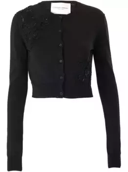 Кардиган с кружевной аппликацией Carolina Herrera, черный