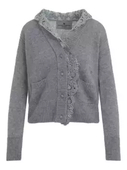 Кардиган с кружевной отделкой Ermanno Scervino, серый