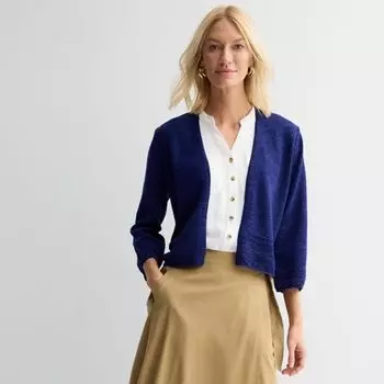 Кардиган с кружевной отделкой в рубчик Croft & Barrow, цвет felix navy