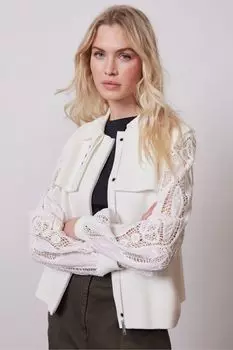 Кардиган с кружевными рукавами Mint Velvet, бежевый