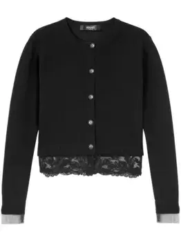 Кардиган с кружевом Barocco VERSACE, черный