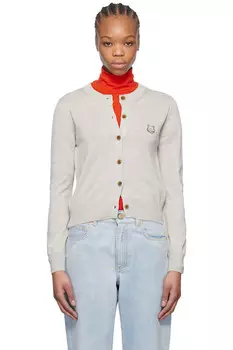 Кардиган с лисьей головой Bold fox head patch regular Maison Kitsun, серый